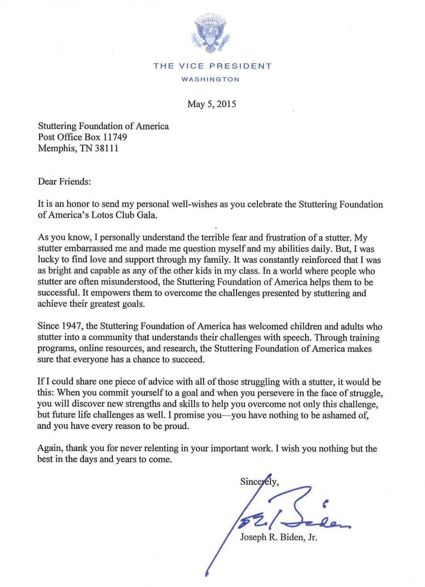Letter from the Vice President  Stuttering Foundation: A